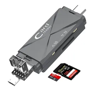 ADS-201多功能2合1 SD/TF存储卡读卡器适配器3合1微型USB/ Type-C / USB 2.0读卡器，适用于Android平板电脑