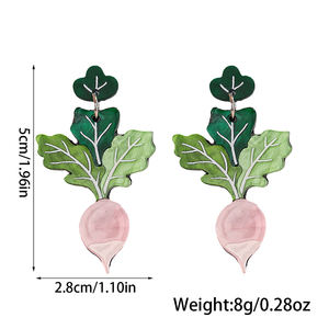 Nouvelles feuilles de <span class=keywords><strong>lupin</strong></span> vert faites à la main de pâques carottes roses doux mignon fruits radis boucles d'oreilles boucles d'oreilles en acrylique adaptées aux vêtements de vacances - Product Image 5