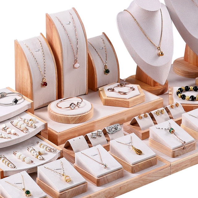 Wholesale Jewelry Display Set Velvet Jewelry Exhibition Stand Display Set Necklace Bracelet Earring Ring Display Stand