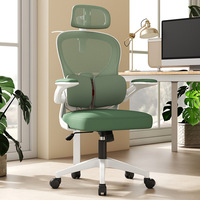 Chaise de bureau ergonomique en maille haute densité de qualité professionnelle avec appui-tête et soutien lombaire adaptatifs, dossier en maille verte pour une assise prolongée sans fatigue