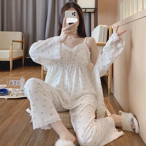 Mujeres embarazadas con almohadilla para el pecho tres juegos de pijamas primavera y otoño mujeres embarazadas <span class=keywords><strong>lactancia</strong></span> mes vestido verano tela de alimentación - Product Image 1