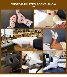 Custom Pilates <b>Socks</b> Non-Slip Cotton Crew Length Anti-Slip Grip For Women Yoga Dance With Logo - Product Image 3