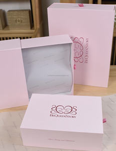Caja de joyería de cartón Rosa personalizada de papel respetuoso con el medio ambiente caja de cajón deslizante personalizada con logotipo - Product Image 1