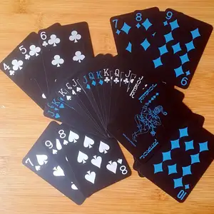 2021 baralho de plástico impermeável, jogo de cartas de pôquer de pvc à prova d'água em cor preta, conjuntos de cartas mágicas clássico, ferramenta de jogos de poker