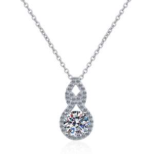 Fine Jewelry 1ct Round Cut Diamond Moissanite Pendentif Collier pour Femme - Product Image 1