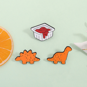 Khủng Long Cookie Ketchup men Pin phim hoạt hình động vật thực phẩm Trâm ve áo huy hiệu Ba lô trang sức quà tặng cho bạn bè bán buôn - Product Image 2