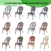 Fauteuil de Terrasse Empilable pour Café Extérieur, Mobilier de Jardin en Rotin Français, Chaise Bistrot Parisienne pour Cafétéria et Restaurant