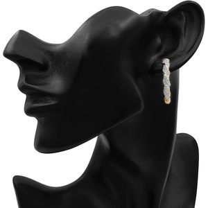 Ornaatis Diamond <b>Huggie</b> Hoop Earrings 1.13 Cttw Round Cut Yellow Gold Over Sterling <b>Silver</b> Women's Everyday Wear - Product Image 3
