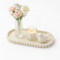 Grand plateau de rangement en silicone à bords ondulés, ovale, cannelé et festonné, pour cosmétiques, bijoux, bougies et rangement de bureau