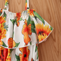 Ensembles de vêtements adorables pour filles, imprimés de fleurs, tenues personnalisées pour enfants, 2 pièces, vêtements décontractés pour bébé fille à volants