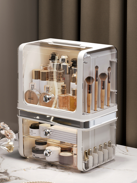 Hot Selling Stackable Dustproof Makeup Organizer Transparent Multi Drawer for Vanity Countertop Cosmetic Storage Case