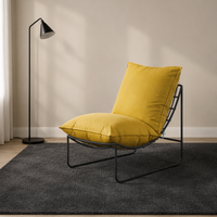 Fauteuil de lecture moderne rembourré avec base en métal léger, fauteuil d'appoint pour la détente dans la chambre