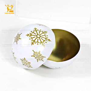Tinsmaker bán buôn biểu tượng tùy chỉnh bóng Xmas hình dạng tin có thể OEM & ODM quà tặng trang trí Kẹo sô cô la vòng hộp thiếc với Ribbon - Product Image 3
