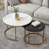 Table Basse Ronde Minimaliste Style Nordique Tendance : Design Moderne avec Piétement en Fer Créatif,