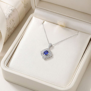 New Wholesale Export Sapphire Exquisite Pendant <b>Necklace</b> Jewelry 18K Solid White Gold Real Natural Diamonds Pendant <b>Necklace</b> - Product Image 5