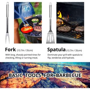 Penobon BBQ Utensil Set Stainless Steel 9-12 Pc Grill <b>Tools</b> With Carrying <b>Case</b> Portable For Charcoal Grilling - Product Image 2