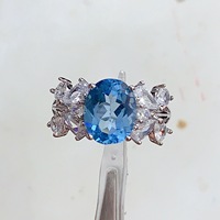 Hot Sale Natural Topaz S925 Sterling Silver Classic Engagement Rings Women Custom Design Wedding Anniversary Party Gift