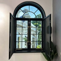Portes et fenêtres rétro françaises avec fenêtre à arc en aluminium en verre Personnaliser la fenêtre à battant pour la chambre à coucher de la villa