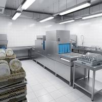 Lave-vaisselle linéaire automatique Long Dragon à convoyeur pour hôtels, restaurants, traiteurs et cuisines industrielles