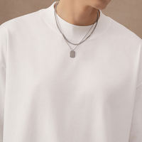T-shirt Homme Streetwear Premium 100% Coton Col Rond Côtelé Logo Personnalisé Épaules Tombantes Coupe Oversize Uni Décontracté