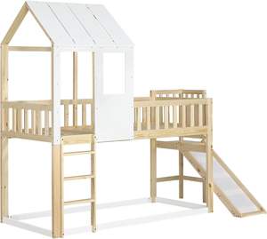 Lit <span class=keywords><strong>superposé</strong></span> à cadre en pin blanc naturel pour enfants lit mezzanine <span class=keywords><strong>2</strong></span> <span class=keywords><strong>places</strong></span> échelle à Angle droit grille de fenêtre de toit coulissant pour chambre - Product Image 6