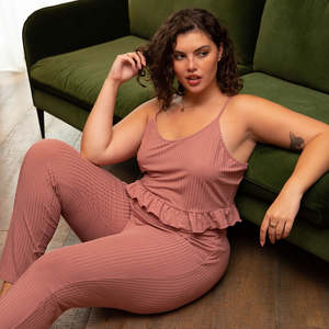 Summer Plus Size Ribbed Pajamas Sets 5XL <strong>Women</strong> Lounge Wear Rib Tank Top and <strong>Leggings</strong> Set <strong>Pyjamas</strong> - Product Image 1