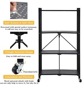 وحدات رفوف معدنية قابلة للطي خفيفة الوزن مضادة للصدأ بأربعة مستويات للمطبخ - Product Image 4