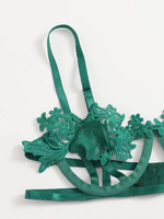 Ensemble de lingerie super sexy avec jarretelles et haut à fleurs style T