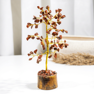 Arbre miniature en jaspe rouge de qualité supérieure, vendu dans le monde entier, 100 copeaux d'arbres de pierres semi-précieuses, écologiques, pour la guérison - Product Image 1