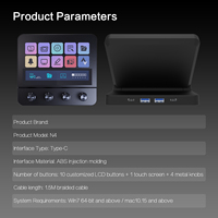 Console de macros MiraBox N4 Stream Deck Plus Style |   10 touches personnalisées + panneau tactile + 4 boutons rotatifs |   Fonction HUB |   Directement de l'usine
