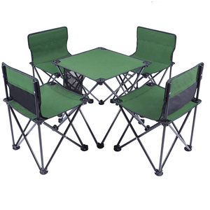 Design moderno in acciaio laccato pieghevole tavolo da Picnic e sgabelli all'aperto spiaggia festa da pranzo barbecue interno/esterno sedia pieghevole Set - Product Image 1
