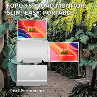 Écran quadruple HANON IPS 16 pouces, extension d'écran triple pour ordinateur portable, utilisation professionnelle, transport facile, connexion par un seul câble, design ultra-fin