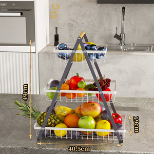 Moderno y Clásico Estante de Almacenamiento de Frutas para Escritorio, de Tres Niveles, con Drenaje, para el Hogar - Product Image 3