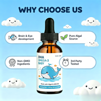 Minyak Alga DHA Kustom OEM 3000mg DHA 120mg ARA Per Botol Formula Tetes Cair Pendukung Otak dan Mata Bayi Pabrik GMP Kustom