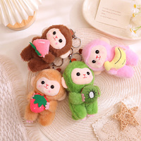 Porte-clés en peluche singe mignon câlinant une banane, breloque de sac à dos, poupée en polyester de haute qualité, accessoires cadeaux unisexe