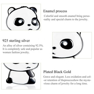 Nueva llegada 925 <span class=keywords><strong>plata</strong></span> esterlina bebé negro blanco esmalte lindo Animal Stud <span class=keywords><strong>pendientes</strong></span> para niñas - Product Image 3