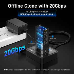 FIDECO プラスチック製 M.2 NVMe SATA SSD オフラインクローン ドック USB <span class=keywords><strong>3.2</strong></span> Gen2 デュアルデュプリケーター UASP対応 - Product Image 2