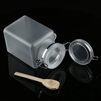 Offre Spéciale forme carrée 100 200 300g scellé vide soins de la peau pot rechargeable carré givré ABS plastique Pot poudre bain sel bouteille