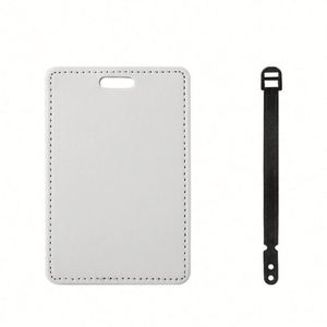 Custom Logo PU Leather Sublimation Blank Luggage Tags DIY Design Suitcase Tags with <b>ID</b> Card <b>Holder</b> for Office & School Use - Product Image 3