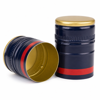 Bouchon métallique marine en gros, coque de tirage profond, intérieur doré, rayures rouges, pour bouteilles de vin, spiritueux et liqueurs, emballage de fermeture de bouteilles en verre