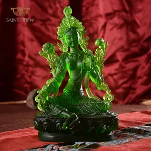 El sanatları süsler masaüstü süslemeleri yeşil Tara Bodhisattva Doro Avalokitesvara Bodhisattva küçük buda heykeli