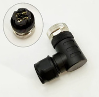 Connecteur industriel M12 à 4 broches, codage D, femelle, à angle droit, basse tension, IP67, câblable sur site, pour capteurs d'automatisation