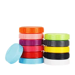 रंगीन प्लास्टिक नियमित/मुंह मेसन जार Lids, सिलिकॉन के छल्ले उपलब्ध, प्लास्टिक मेसन जार भंडारण के लिए कैप्स