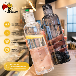 Botella de agua Beeman de 500 ml con marcador de tiempo, a prueba de fugas, libre de BPA, reutilizable, deportiva, de plástico. - Product Image 1
