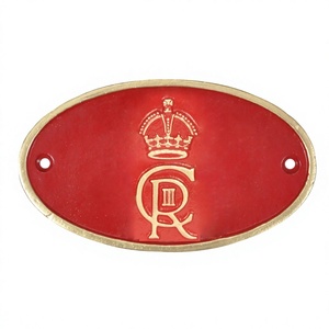 CR III rouge et or forme ovale métal mur signe décoratif en fonte peint à la main roi Charles III signe décoratif métal signes ventes - Product Image 1