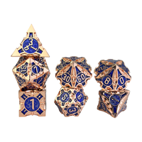 Ensemble de dés polyédriques en métal D&D personnalisés, 7 pièces, écologiques, sur le thème du dragon bleu pour les jeux de rôle