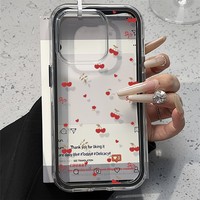 Coque de téléphone 3-en-1 transparente en TPU et acrylique avec nœud cerise couleur bonbon pour iPhone 17 Air 16 13 11 15 14 12 11 Pro Max