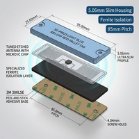 Étiquette de palette métallique RFID UHF ultra-mince 5 mm 95x25 mm U8/U9 longue portée 12 m -40°C à 85°C étiquette rigide en acier étanche à large plage de température