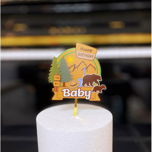 Adorno de acrílico para pastel con diseño de oso bebé, miel y dulzura, decoración para fiestas temáticas de dinosaurios y zoológicos, suministros para decoración de pasteles - Product Image 5