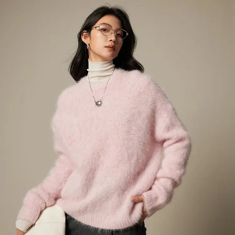 Mode automne hiver personnalisée beau pull tricoté à manches longues pour femmes